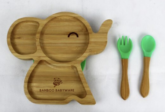 Bamboo Elephant Baby Plate Set